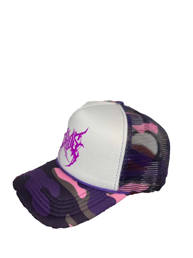 Camo Puff Print Trucker - Purple - BrosXCo