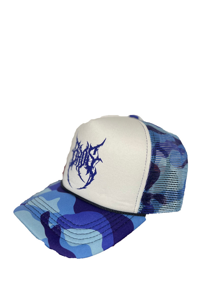 Camo Puff Print Trucker - Blue - BrosXCo