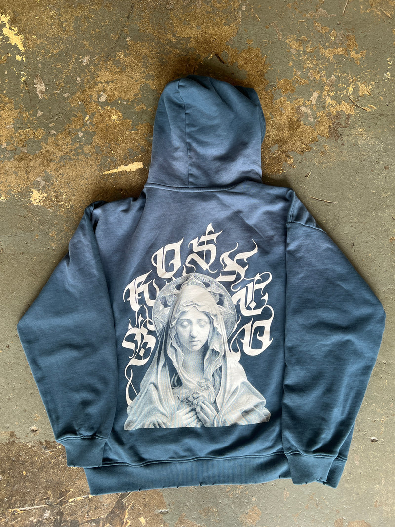 Washed Two Tone Hoodie - Blue - BrosXCo