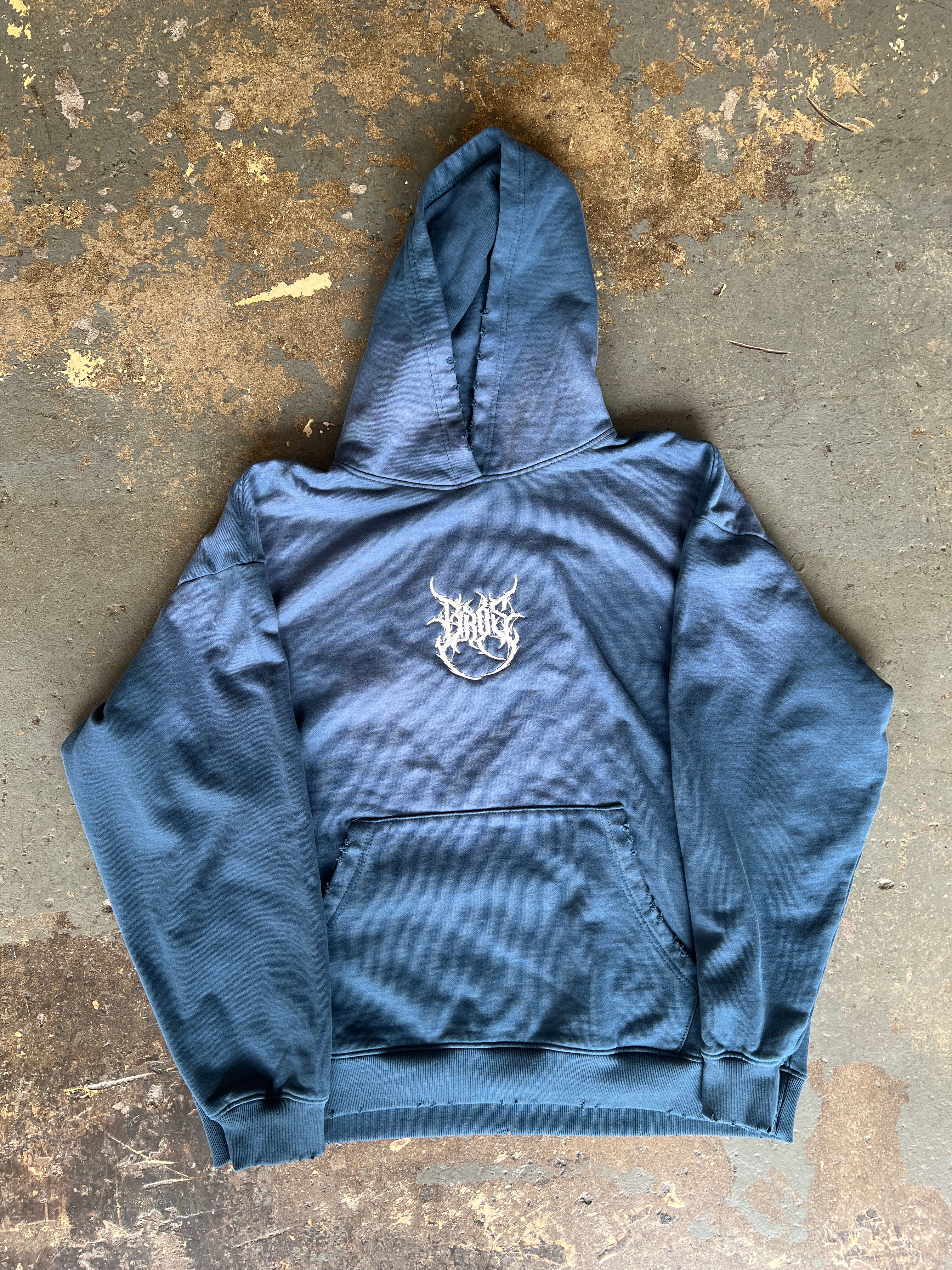 Washed Two Tone Hoodie - Blue - BrosXCo