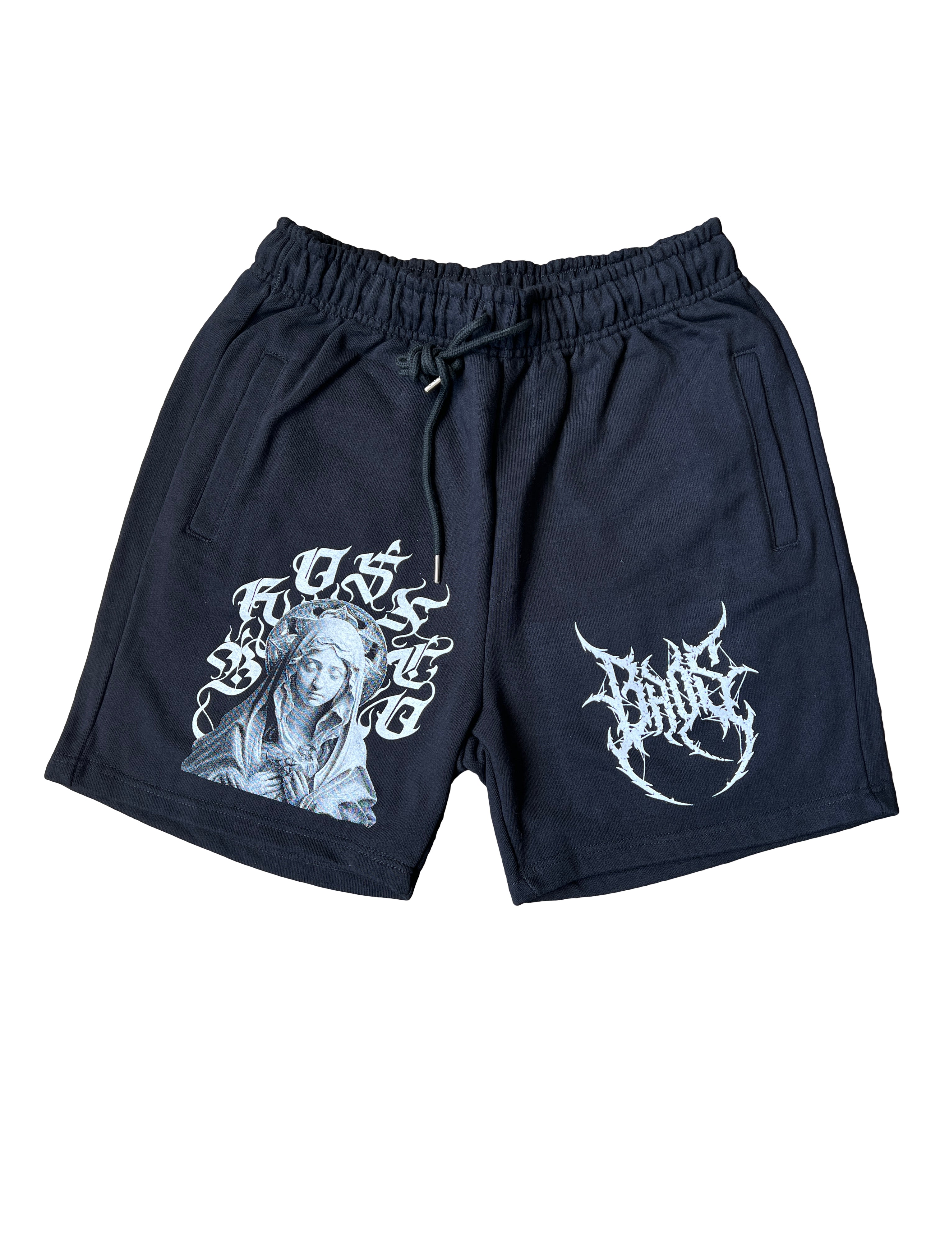 Virgin Mary Logo Shorts - Black - BrosXCo