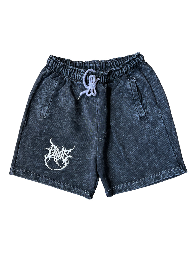 Washed Shorts - Black Acid Wash - BrosXCo