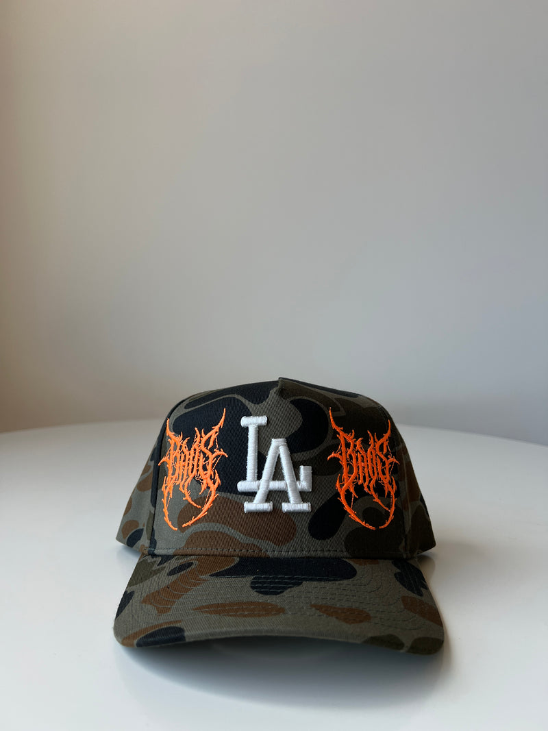 LA Snapback Hat - Olive Duck Camo - BrosXCo
