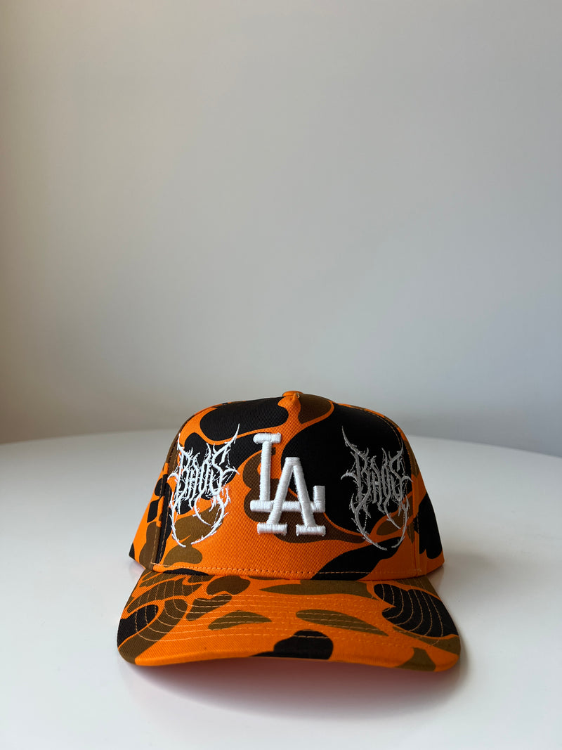LA Snapback Hat - Orange Duck Camo - BrosXCo